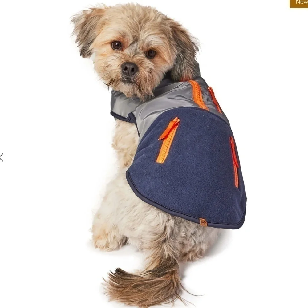 Hotel Doggy Micro fleece Vest Jacket in Olive Green and Navy Blue Size M